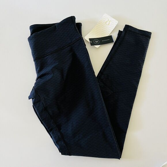 LULULEMON ATHLETICA Black Blue Jacquard Wunder Under Pant III Leggings - US 10 - Picture 3 of 8